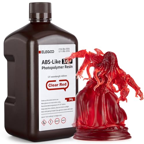 ELEGOO ABS-Like Resin 3.0 Plus, Verbessertes 3D-Drucker Photopolymer Harz, Höhere Hitzebeständigkeit, Schnelle Aushärtung, Hohe Präzision, Nicht Spröde, Klarrot 2000g ELEGOO ABS-Like Resin 3.0 Plus, Verbessertes 3D-Drucker Photopolymer Harz, Höhere Hitzebeständigkeit, Schnelle Aushärtung, Hohe Präzision, Nicht Spröde, Klarrot 2000g von ELEGOO