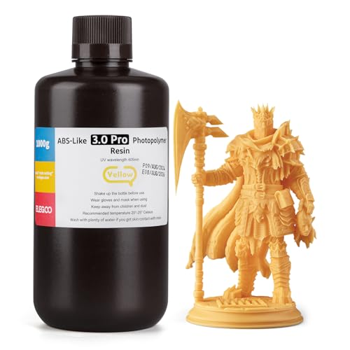 ELEGOO ABS-Like Resin 3.0 Pro, Harz für 3D-Drucker mit Höherer Kratzfestigkeit, 405nm UV Harz für MSLA/DLP/LCD-Drucker, Schnelle Aushärtung, Hohe Präzision, Nicht Spröde, Gelb 1000g ELEGOO ABS-Like Resin 3.0 Pro, Harz für 3D-Drucker mit Höherer Kratzfestigkeit, 405nm UV Harz für MSLA/DLP/LCD-Drucker, Schnelle Aushärtung, Hohe Präzision, Nicht Spröde, Gelb 1000g von ELEGOO