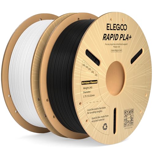 ELEGOO High Speed PLA+ Filament 1.75mm Schwarz Weiß 2 KG, Rapid PLA Plus 3D Drucker Speedy Filament, 600 mm/s Hochgeschwindigkeitsdruck, Maßgenauigkeit +/-0,02mm, 2kg Spule (4.4lbs) von ELEGOO
