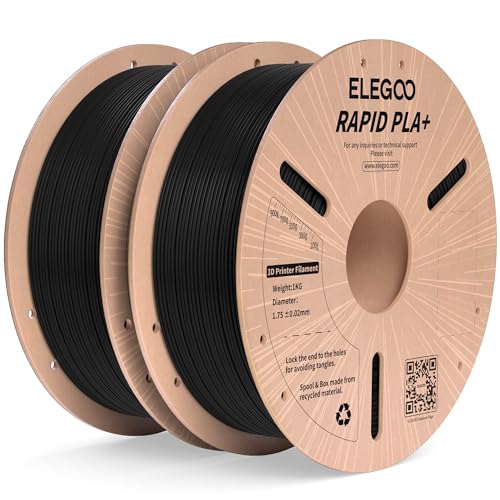 ELEGOO Hohe Geschwindigkeit PLA+ Filament 1.75mm Schwarz 2KG, High Rapid PLA Plus 3D Drucker Speedy Filament für 0-600 mm/s Hochgeschwindigkeitsdruck, Maßgenauigkeit +/-0,02mm, 2kg Spule (4.4lbs) von ELEGOO