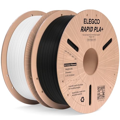ELEGOO Hohe Geschwindigkeit PLA+ Filament 1.75mm Schwarz Weiß 2KG, High Rapid PLA Plus 3D Drucker Speedy Filament für 0-600 mm/s Hochgeschwindigkeitsdruck, Maßgenauigkeit +/-0,02mm, 2kg Spule (4.4lbs) von ELEGOO