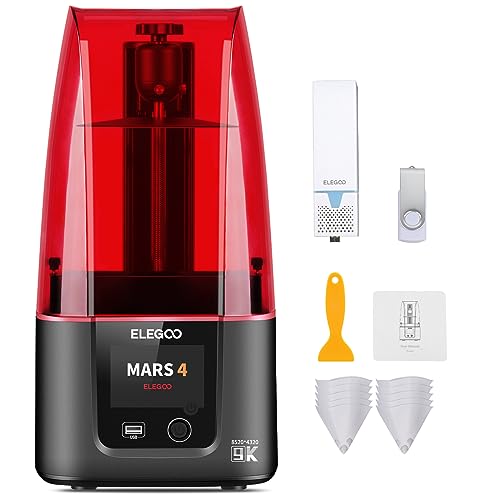 ELEGOO Mars 4 MSLA 3D Drucker, UV-Resin Photocuring Drucker mit 7-Zoll 9K Monochrom-LCD, COB Lichtquelle, Druckgröße von 153,36x77,76x175 mm³ von ELEGOO