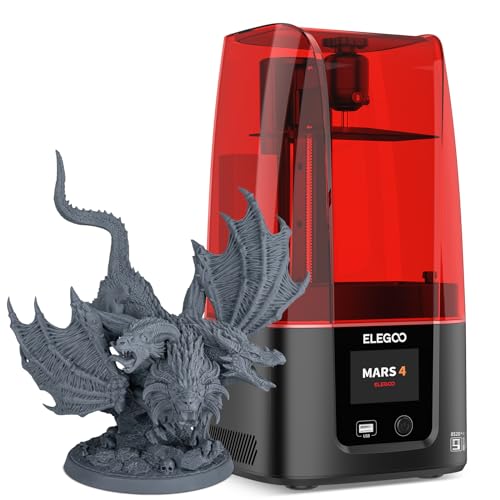 ELEGOO Mars 4 MSLA Resin 3D Drucker, UV Harz Drucker Fotohärtendrucker mit 7-Zoll 9K Monochrom-LCD, 3D Printer Druckgröße von 153,36x77,76x175 mm³ von ELEGOO