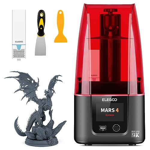 ELEGOO Mars 4 Resin 3D Drucker mit Luftreiniger 7 Zoll Ultra 9K Monochrom LCD Höherer Auflösung und Großem Druckvolumen, Großer Druckgröße von 195.84 mm * 122.4 mm * 150 mm ELEGOO Mars 4 Resin 3D Drucker mit Luftreiniger 7 Zoll Ultra 9K Monochrom LCD Höherer Auflösung und Großem Druckvolumen, Großer Druckgröße von 195.84 mm * 122.4 mm * 150 mm von ELEGOO