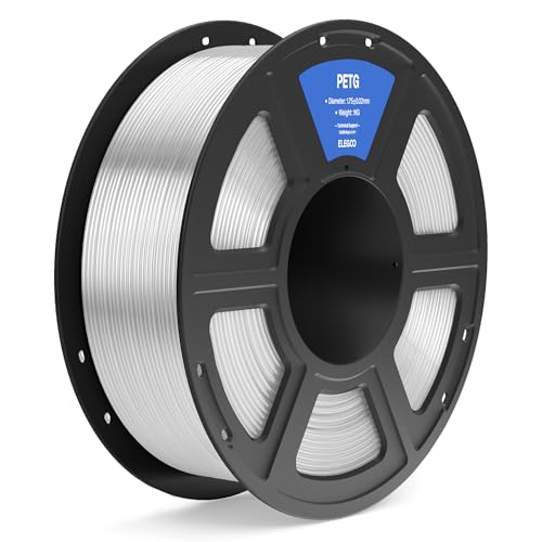 ELEGOO PETG Filament 1,75 mm Transparent 1 KG, 3D-Drucker-Filament, Maßgenauigkeit +/- 0,02 mm, 1-kg-Spule (2,2 lbs), Filament-3D-Druckmaterialien Passend für die Meisten 3D Printer von ELEGOO