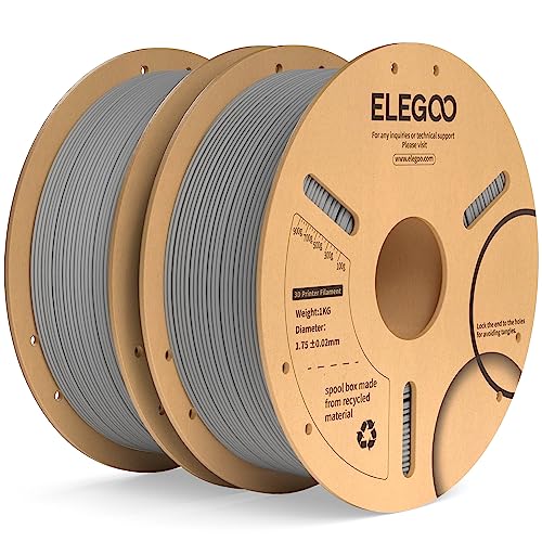 ELEGOO PLA+ Filament 1.75mm Grau 2KG, PLA Plus 3D Drucker Filament, Härter und Stärker Filament-3D-Druckmaterialien, Maßgenauigkeit +/-0,02mm, Kompatibel mit Meisten FDM-Drucker(2KG/Spool, 4.4lbs) von ELEGOO