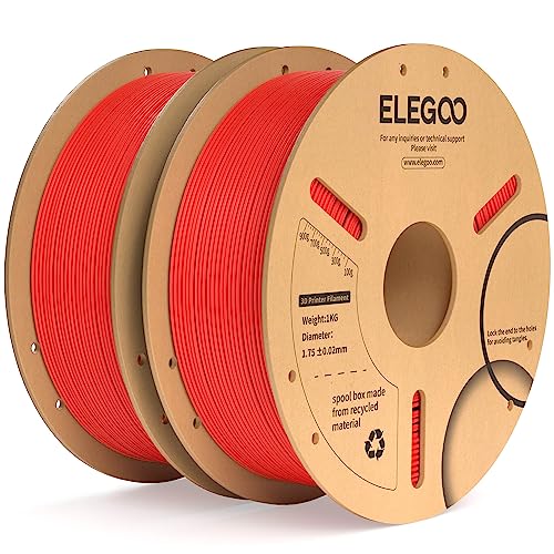 ELEGOO PLA+ Filament 1.75mm Rot 2KG, PLA Plus 3D Drucker Filament, Härter und Stärker Filament-3D-Druckmaterialien, Maßgenauigkeit +/-0,02mm, Kompatibel mit Meisten 3D Printer(2KG/Spool, 4.4lbs) von ELEGOO