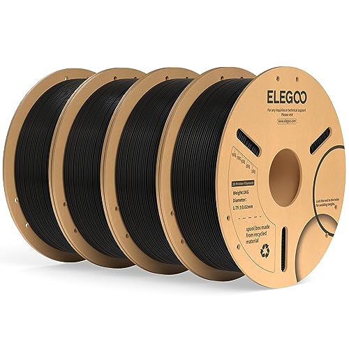 ELEGOO PLA+ Filament 1.75mm Schwarz 4KG, PLA Plus 3D Drucker Filament, Härter und Stärker Filament-3D-Druckmaterialien, Maßgenauigkeit +/-0,02mm, Kompatibel mit Meisten FDM-Drucker(4KG/Spool, 8.8lbs) von ELEGOO