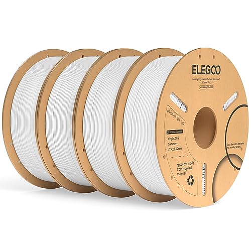 ELEGOO PLA+ Filament 1.75mm Weiß 4KG, PLA Plus 3D Drucker Filament, Härter und Stärker Filament-3D-Druckmaterialien, Maßgenauigkeit +/-0,02mm, Kompatibel mit den Meisten FDM-Drucker(4KG/Spool, 8.8lbs) von ELEGOO