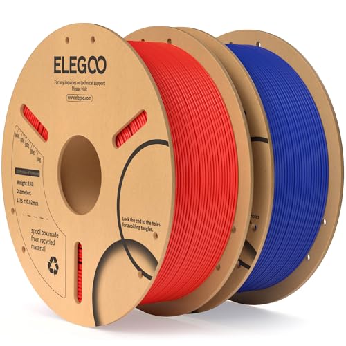 ELEGOO PLA Filament 1.75mm Dunkelblau Rot 2 KG, 3D Drucker Filament Maßgenauigkeit +/- 0,02 mm, 2kg Pappspule (4.4lbs) Filament-3D-Druckmaterialien Passt für die Meisten 3D Printer von ELEGOO