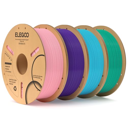 ELEGOO PLA Filament 1.75mm Rosa Lila Himmelblau Seegrün 4 KG, 3D Drucker Filament Maßgenauigkeit +/- 0,02 mm, 4kg Pappspule (8.8lbs) Filament-3D-Druckmaterialien Passt für die meisten FDM 3D-Drucker von ELEGOO