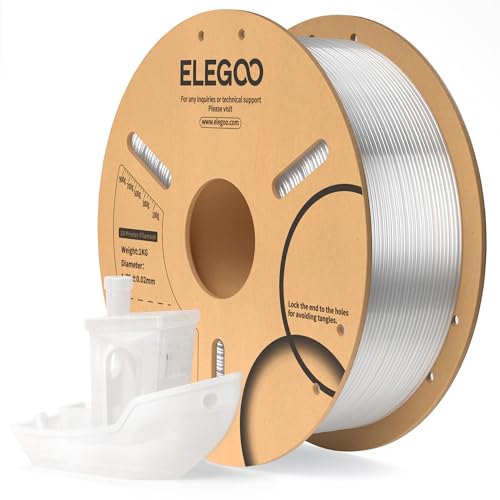ELEGOO PLA Filament 1.75mm Transparent 1KG, 3D Drucker Filament Maßgenauigkeit +/- 0,02 mm, 1kg Pappspule (2.2lbs) Filament-3D-Druckmaterialien Passt für die meisten FDM 3D-Drucker von ELEGOO