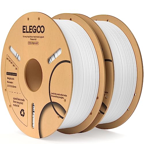 ELEGOO PLA Filament 1.75mm Weiß 2KG, 3D Drucker Filament Maßgenauigkeit +/- 0,02 mm, 2kg Pappspule (4.4lbs) Filament-3D-Druckmaterialien Passt für die meisten FDM 3D-Drucker von ELEGOO