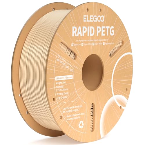 ELEGOO Rapid PETG Filament 1.75mm Beige 1KG, High Speed 30-600mm/s 3D Drucker Filament Maßgenauigkeit +/- 0.02 mm, 1kg Pappspule(2.2lbs) Passend für die meisten FDM 3D Drucker von ELEGOO
