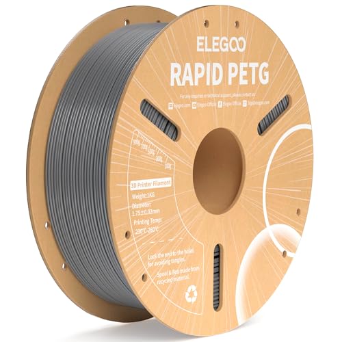 ELEGOO Rapid PETG Filament 1.75mm Space Grau 1 KG, High Speed 600mm/s 3D Drucker Filament Maßgenauigkeit +/- 0.02 mm, 1kg Pappspule(2.2lbs) Passend für die Meisten 3D Printer von ELEGOO