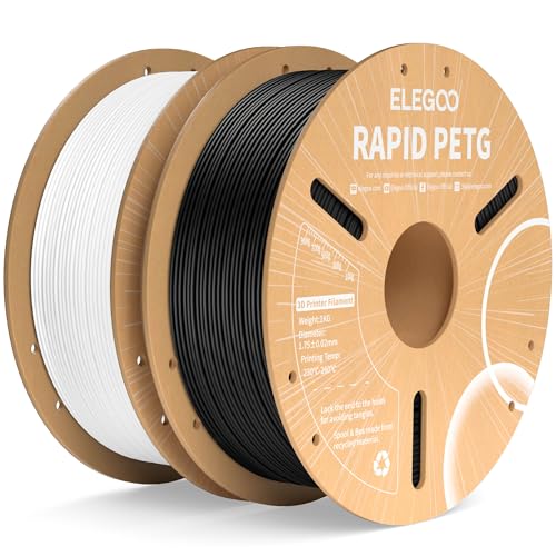 ELEGOO Rapid PETG Filament 1.75mm Schwarz Weiß 2 KG, High Speed 600mm/s 3D Drucker Filament Maßgenauigkeit +/- 0.02 mm, 2kg Pappspule(4.4lbs) Passend für die Meisten 3D Printer von ELEGOO
