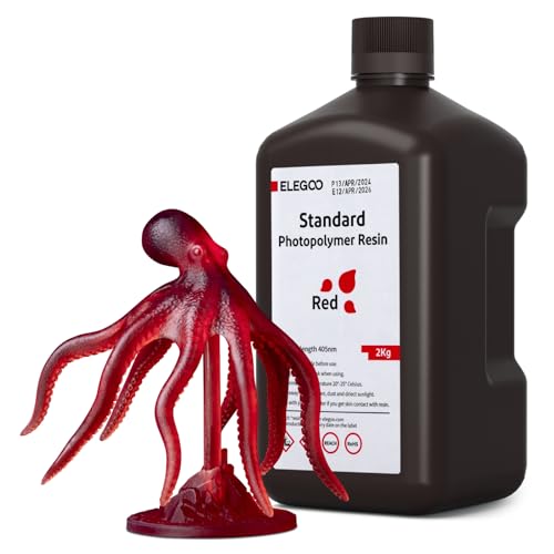 ELEGOO Resin 3D Drucker Resin Transparent Rot 2000g, LCD 405nm UV 3D Resin Schnelle Aushärtung Standard 3D Printer Resin ELEGOO Resin 3D Drucker Resin Transparent Rot 2000g, LCD 405nm UV 3D Resin Schnelle Aushärtung Standard 3D Printer Resin von ELEGOO