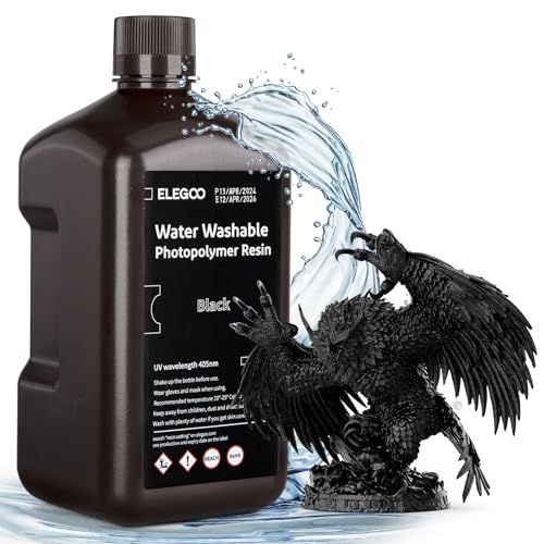 ELEGOO Wasser Waschbares 3D Drucker Resin, Water Washable UV Resin 405nm Photopolymer Harz für MSLA/DLP/LCD 3D Drucker Schwarz 2000g ELEGOO Wasser Waschbares 3D Drucker Resin, Water Washable UV Resin 405nm Photopolymer Harz für MSLA/DLP/LCD 3D Drucker Schwarz 2000g von ELEGOO