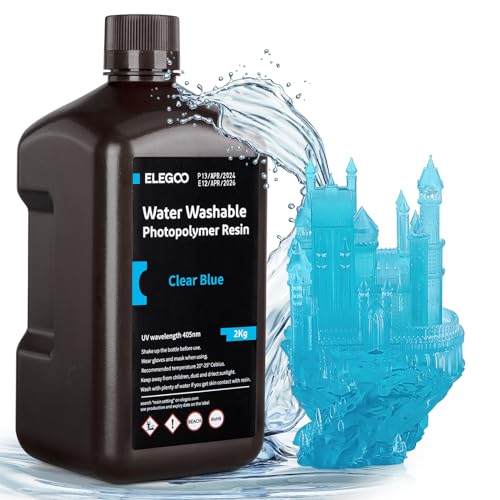 ELEGOO Wasser Waschbares 3D Drucker Resin, Water Washable UV Resin 405nm Photopolymer Harz für MSLA/DLP/LCD 3D Drucker Wasserblau 2000g ELEGOO Wasser Waschbares 3D Drucker Resin, Water Washable UV Resin 405nm Photopolymer Harz für MSLA/DLP/LCD 3D Drucker Wasserblau 2000g von ELEGOO