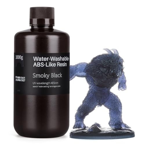 ELEGOO Wasser Waschbares ABS-Like Resin, Water Washable 3D Drucker Resin mit Hohe Haltbarkeit und Zähigkeit, Geringer Geruch, Breite Kompatibilität für MSLA/LCD/DLP 3D Drucker, 1000g Rauchiges Schwarz ELEGOO Wasser Waschbares ABS-Like Resin, Water Washable 3D Drucker Resin mit Hohe Haltbarkeit und Zähigkeit, Geringer Geruch, Breite Kompatibilität für MSLA/LCD/DLP 3D Drucker, 1000g Rauchiges Schwarz von ELEGOO
