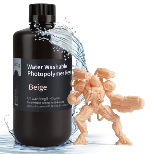 ELEGOO Wasser Waschbares 3D Drucker Resin, Water Washable UV Resin 405nm Photopolymer Harz für MSLA/DLP/LCD 3D Drucker Beige 1000g ELEGOO Wasser Waschbares 3D Drucker Resin, Water Washable UV Resin 405nm Photopolymer Harz für MSLA/DLP/LCD 3D Drucker Beige 1000g von ELEGOO