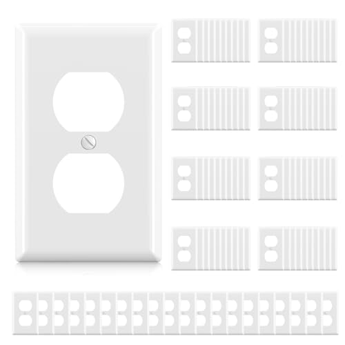 ELEGRP Duplex-Steckdosenabdeckungen, 1-Gang-Standardgröße, unzerbrechliche Polycarbonat-Doppelsteckdosenabdeckungen, UL-gelistet, farblich passende Schrauben im Lieferumfang enthalten (100 Stück von ELEGRP