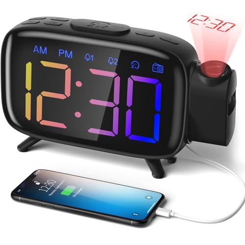 ELEHOT-Store Projektionswecker,Radiowecker Funkuhr Digital 4 Projektionshelligkeiten Doppelwecker Snooze Funktion mit Typ-C ELEHOT-Store Projektionswecker,Radiowecker Funkuhr Digital 4 Projektionshelligkeiten Doppelwecker Snooze Funktion mit Typ-C von ELEHOT-Store