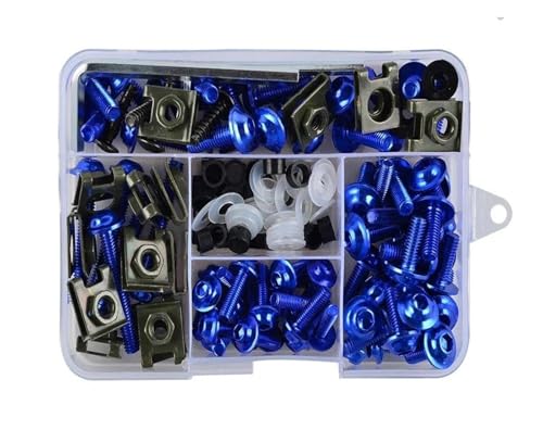 ELEKMPMGTD Für Aprilia 155PCS Motorrad Verkleidungsschraube Schraube Mutter Kits Verkleidungsschraube Kit Karosserieschrauben Verkleidungsschraubensatz(Blau) von ELEKMPMGTD