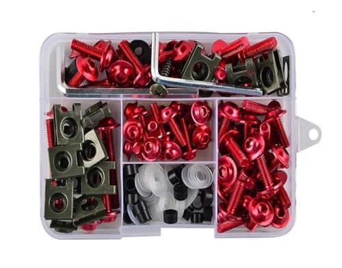 ELEKMPMGTD Für Aprilia 155PCS Motorrad Verkleidungsschraube Schraube Mutter Kits Verkleidungsschraube Kit Karosserieschrauben Verkleidungsschraubensatz(Rot) von ELEKMPMGTD