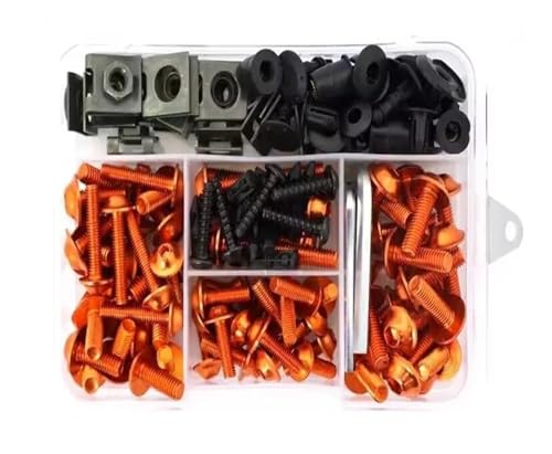 ELEKMPMGTD Für Aprilia Für Die Meisten Sportbikes Motorrad Verkleidung Windschild M5 M6 Schrauben Schrauben Kit Mutternclips Verkleidungsschraubensatz(Orange) von ELEKMPMGTD