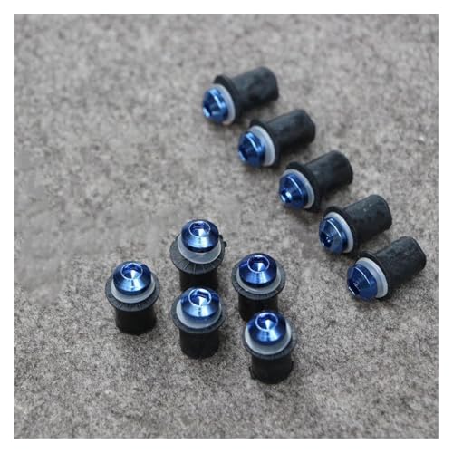 ELEKMPMGTD Für CBR600RR CBR1000RR CBR900RR VFR 10pcs M5 Motorrad Verkleidung Windschild Bildschirm Mutter Schraube Kit Verkleidungsschraubensatz(Blau) von ELEKMPMGTD