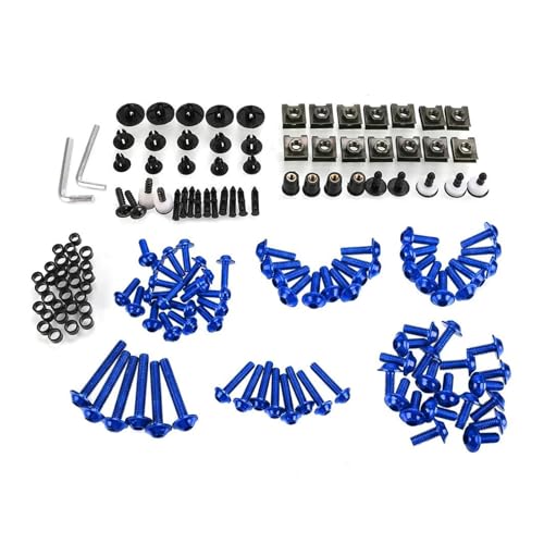 ELEKMPMGTD Für Suzuki GSX-R 600 750 GSXR 2006–2009 2010 2011 2012 Komplettset Mit Verkleidungsschrauben Muttern Unterlegscheiben Und Befestigungselementen Verkleidungsschraubensatz(Blau) von ELEKMPMGTD
