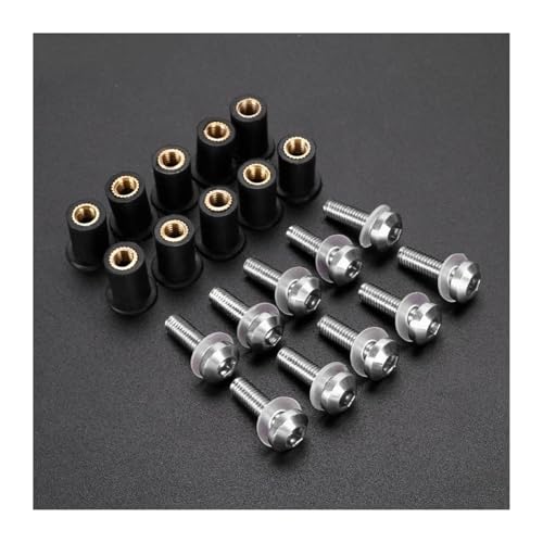ELEKMPMGTD Für Suzuki GSXR 600 GSXR750 GSX-R 1000 K1 K2 K3 K4 K5 K6 K7 K8 K9 Windschutzscheibenschraube Gummimuttern 5MM 10PCS Verkleidungsschrauben Kit Verkleidungsschraubensatz(Silber) von ELEKMPMGTD