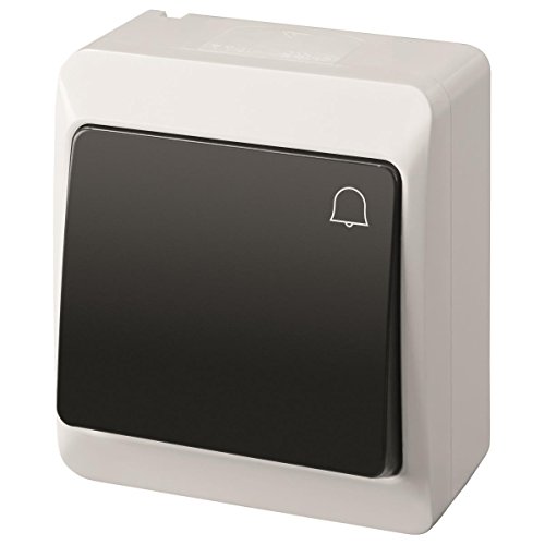 Aufputz Klingel Taster 10 A 230 V IP44 Farbe weiß/schwarz HERMES von ELEKTRO-PLAST