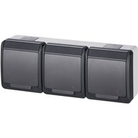 Dreifachsteckdose mit Erdung, grau/anthrazit IP44 HERMES von ELEKTROPLAST