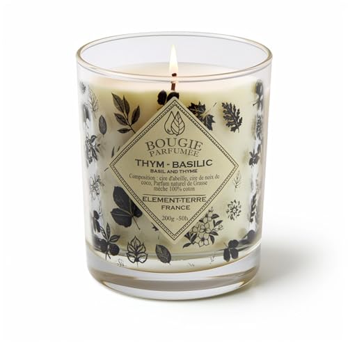 ELEMENT-TERRE Duftkerze Thym Basilikum 200 g, 50 Stunden von ELEMENT-TERRE
