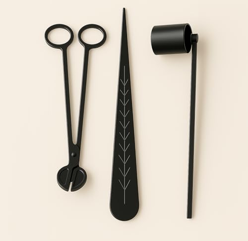 ELEMENT-TERRE Zubehör-Set für die Pflege von Kerzen (3 Werkzeuge) Dochtschneider, Löscher, Dochte von ELEMENT-TERRE