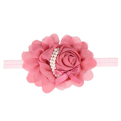 ELENXS Pink Baby Mädchen Chiffon Blume Stirnband Perle Haarband Neugeborene Säugling Kleinkind Kopfbedeckung Geburtstag Party Fotografieren Kopfschmuck von SamGreatWorld von ELENXS