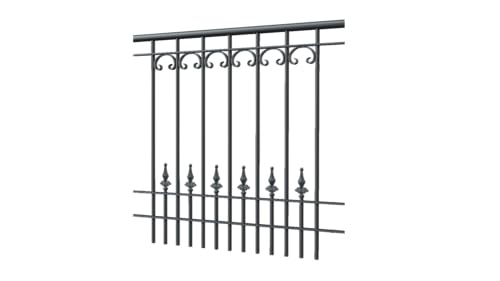 ELEO Geländer Lucca anthrazit schwarz - 90 x 96 cm Brüstungsgeländer für außen Schmiedeeisen - Geländer aus Metall rostfrei pulverbeschichtet romantisch - stabil für Balkon oder Terrasse von ELEO