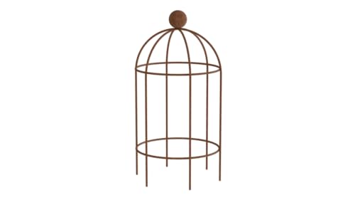 ELEO Pflanzenstütze Arezzo rostoptik - 85x50 cm Rankobelisk klein aus Metall für draußen handgeschmiedet Schmiedeeisen rost Edelrost - Rankgitter rund aus Metall massiv stabil für den Garten von ELEO