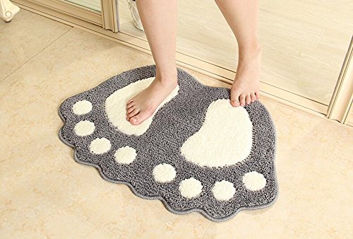 Eleoption Badematte Badteppich aus Mikrofaser Anti Rutsch Fußspur Design Badezimmerteppich Weiche Badevorleger für Badezimmer Kinderzimmer (48 x 67 cm, Grau) von Eleoption
