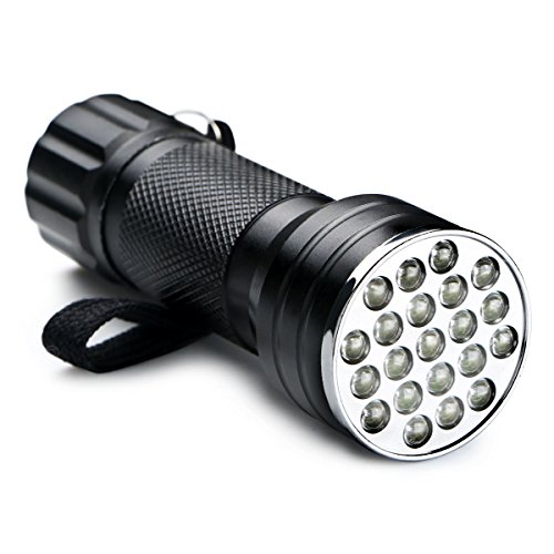 Ultraviolett LED UV-Taschenlampe Schwarzlicht Prüfgerät für Haustiere Urin-Detektor, Fleckendetektor, Scorpion (21 LEDs) von Eleoption