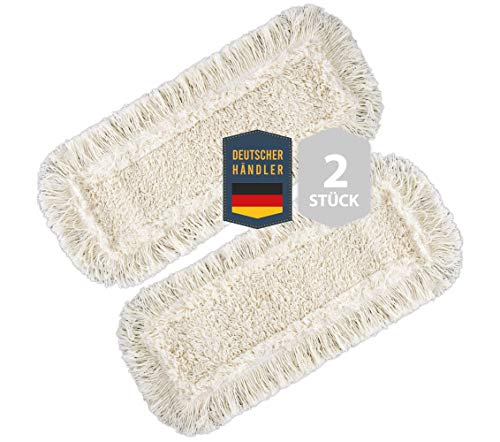 2 Stück PREMIUM Wischmopbezug Ersatzbezug Set Baumwolle für 40 cm Wischmop Klapphalter MADE IN EUROPE, Bodenwischer Mop für Bodenbeläge wie Laminat Echtholzböden Dielen Putzlappen, Parkett Schrubber von ELES VIDA