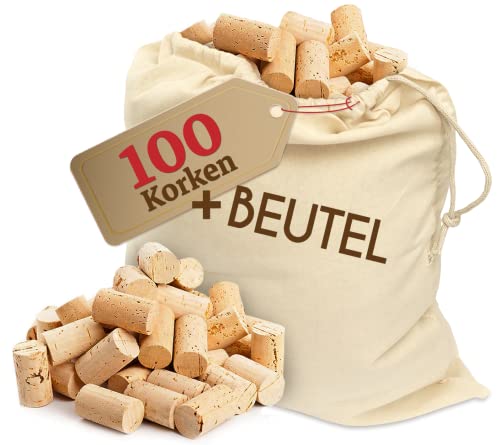100 Korken mit Baumwollbeutel - Bastelkorken - Flaschenkorken Weinkorken zum Dekorieren, Herbst Basteln - Natur Flaschenkorken, Bastelzubehör für Kinder, Erwachsene Hobby Bedarf 24 mm x 45 mm Hell NEU 100 Korken mit Baumwollbeutel - Bastelkorken - Flaschenkorken Weinkorken zum Dekorieren, Herbst Basteln - Natur Flaschenkorken, Bastelzubehör für Kinder, Erwachsene Hobby Bedarf 24 mm x 45 mm Hell NEU von ELES VIDA