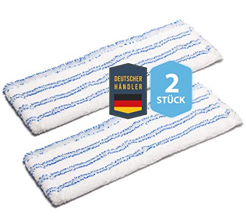 Wischmoppbezug Ersatzbezug DOPPELPACK SET für 40 cm Wischmopp Klapphalter MADE IN GERMANY, Bodenwischer Mopp für Öle Microfaser Bodenbeläge Wischmob Laminat, Dielen, Fliesen Wischtuch Möppe, auch Bad von ELES VIDA