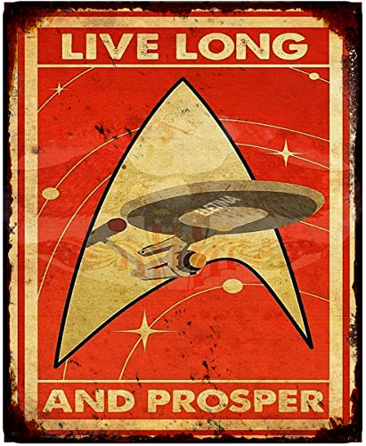 ELETINA Retro Metall-Blechschild Live Long and Prosper UFO Lustiges Blechschild Außen Haus Höhle Garage Bar Wanddekoration Vintage Metall Aluminium Schild 20,3 x 30,5 cm von Eletina