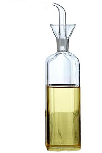 ELETON Quadratischer Olivenölspender Ölflasche Glas Dosierflaschen für Küche – Olivenöl-Glasspender zur Kontrolle des Kochens von Pflanzenöl und Essig (8 oz) von ELETON