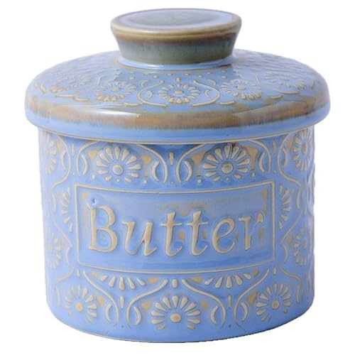 ELETWO Buttertopf Keramik Butterdose hellblau von ELETWO