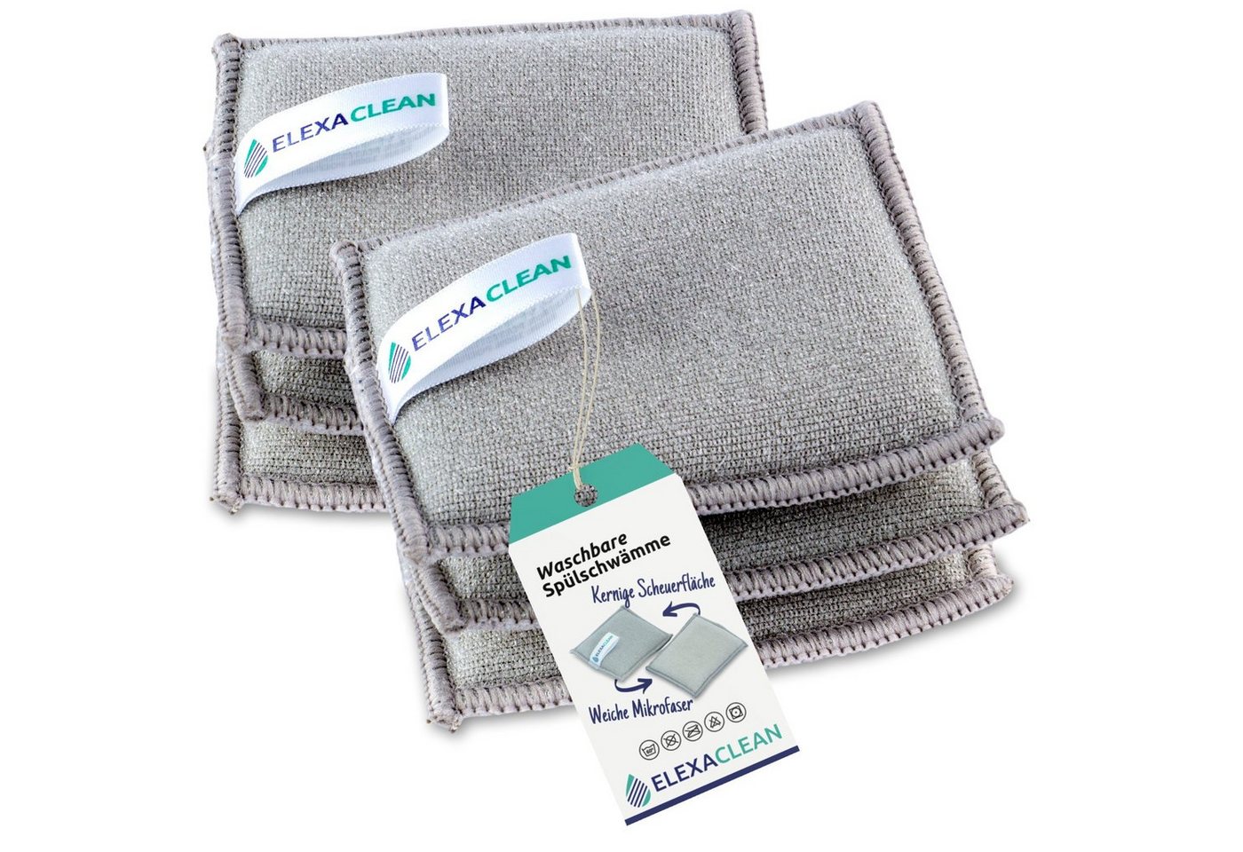 ELEXACLEAN Geschirrschwamm Waschbarer Spülschwamm, 6er Set, 10x8 cm, KLEINE VERSION von ELEXACLEAN