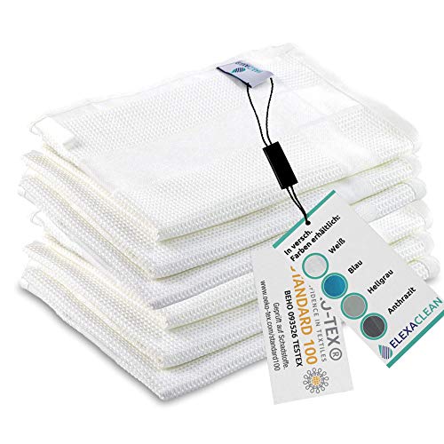 ELEXACLEAN Geschirrtücher Microfaser (6er Set, 68x42 cm, weiß) - Oeko-TEX® Standard 100 - Geschirrhandtücher, Handtücher Küche modern von ELEXACLEAN